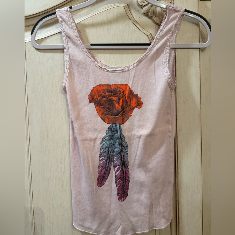 Wildfox Rose Tank with Lace Trim